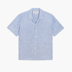 Linen Camp Shirt | White & Indigo